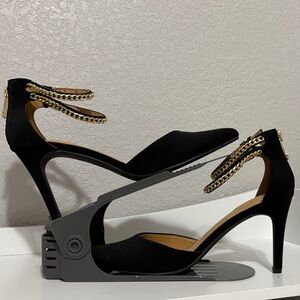 NWOB. Mootsies Tootsies Black Heels with Gold Chain Ankle Straps